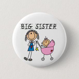 Macaron Rond 5 Cm Grande Soeur Avec T-shirts et cadeaux Petite Soeur