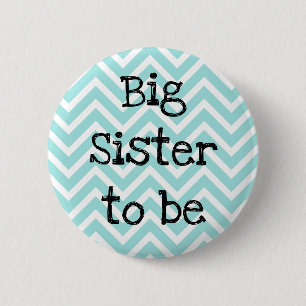 Macaron Rond 5 Cm Grande Soeur pour être turquoise Baby shower Chevr