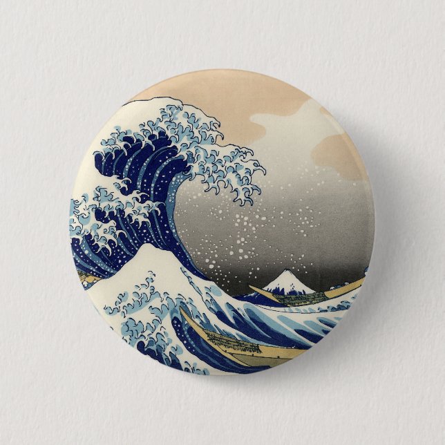 Macaron Rond 5 Cm Grande vague Kanagawa peinture japonaise (Devant)