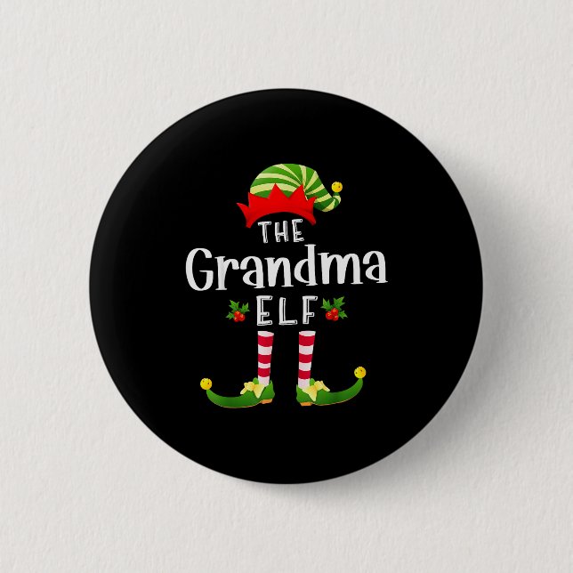 Macaron Rond 5 Cm Grandma Christmas Elf Matching Pajama X-mas Party  (Devant)