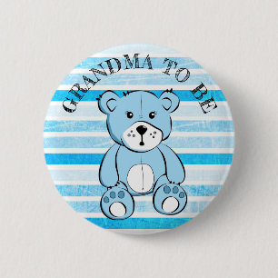 Macaron Rond 5 Cm GRANDMA être bleu Teddy Bear Baby shower Bouton
