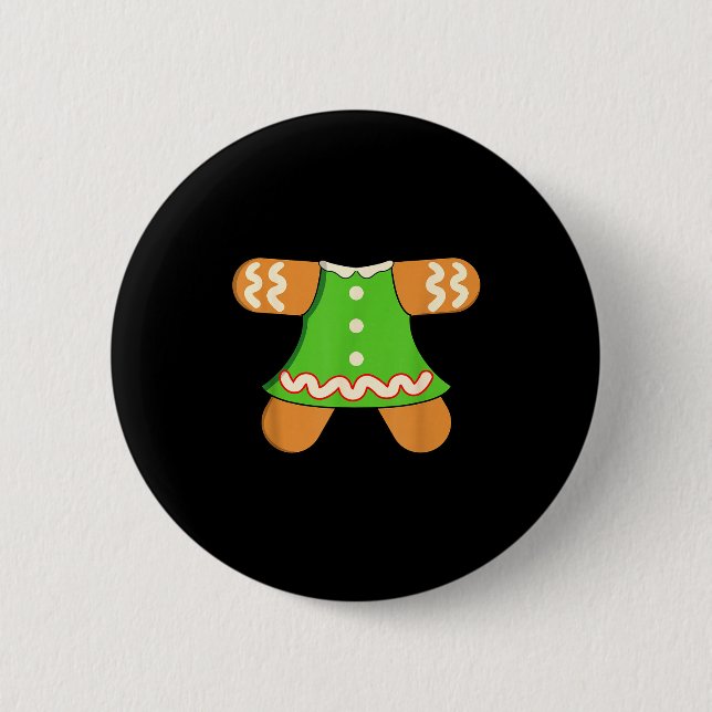 Macaron Rond 5 Cm Grandma Gingerbread Man Costume Matching Christmas (Devant)