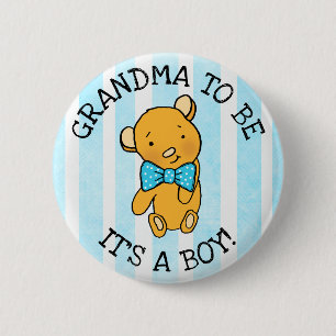 Macaron Rond 5 Cm GRANDMA pour être, C'est un garçon Teddy Bear Baby