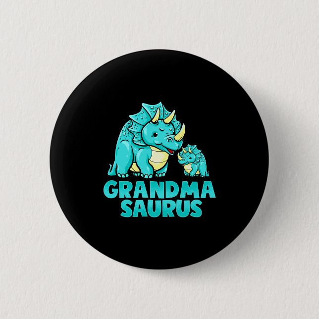 Macaron Rond 5 Cm Grandma Saurus Funny Grandmasaurus Dinosaur  (Devant)