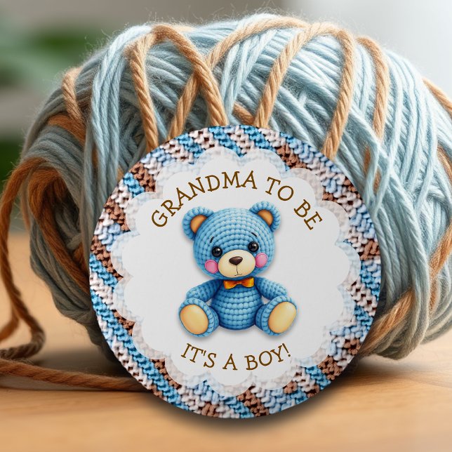 Macaron Rond 5 Cm Grandma to be | Crochet Teddy Bear Baby Shower  (Créateur téléchargé)
