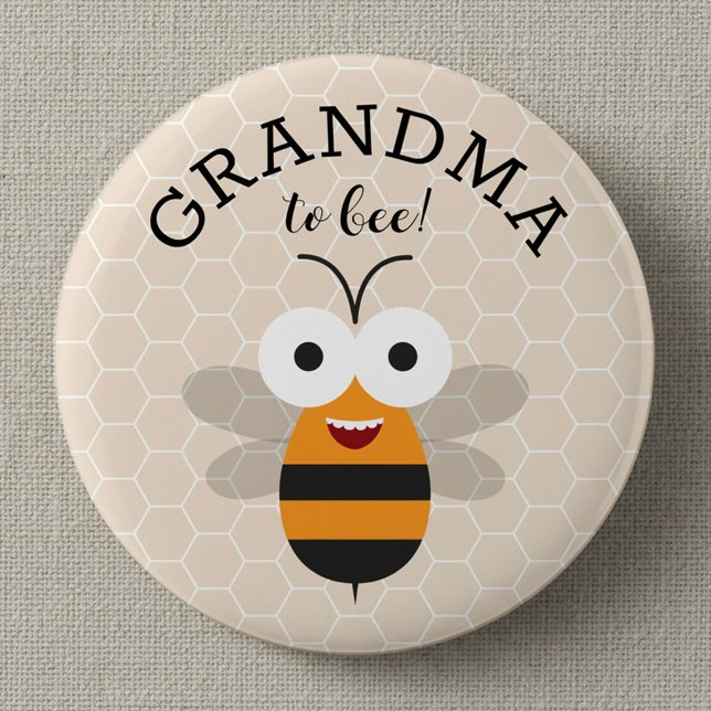 Macaron Rond 5 Cm Grandma to Bee, Baby Shower Honey Bee Button (Créateur téléchargé)