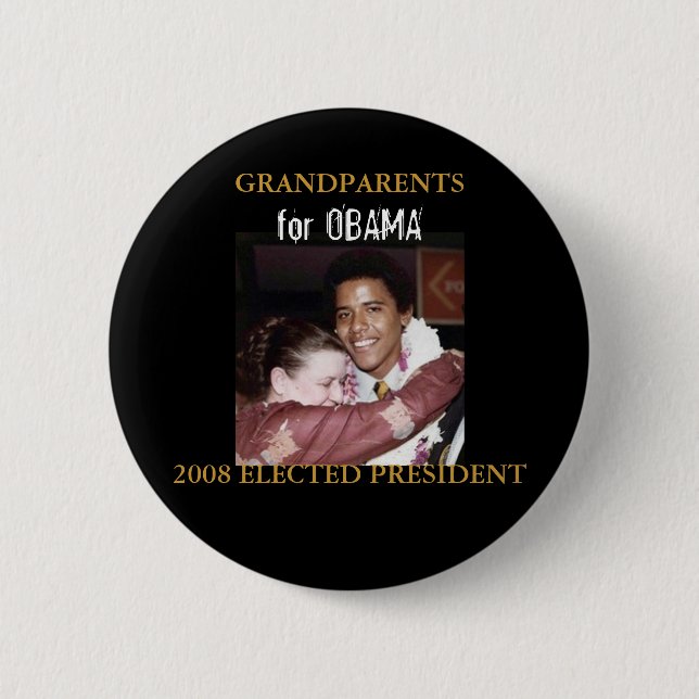 Macaron Rond 5 Cm Grands-parents pour Obama - customisé (Devant)