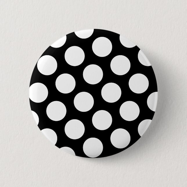 Macaron Rond 5 Cm Grands pois noirs et blancs (Devant)