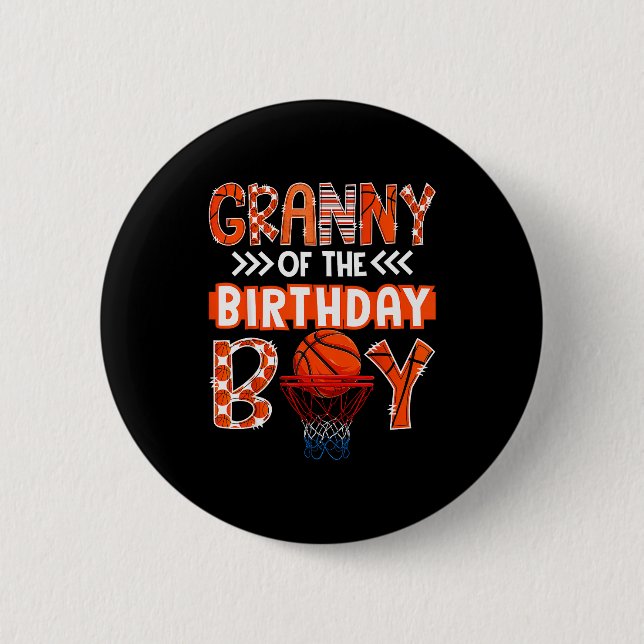 Macaron Rond 5 Cm Granny Of The Birthday Boy Basketball Lover Matchi (Devant)