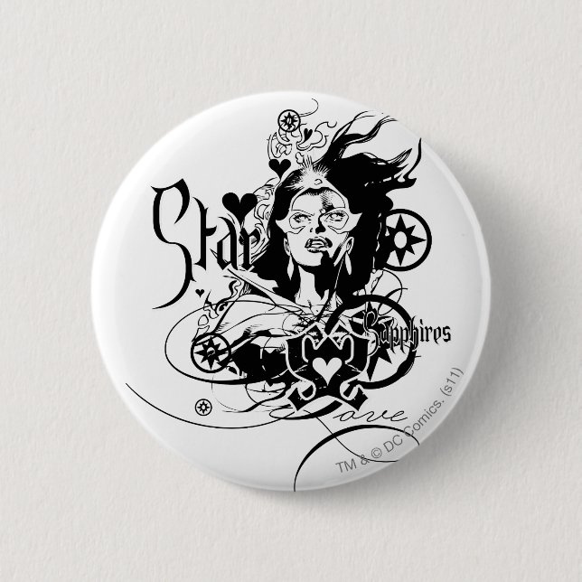 Macaron Rond 5 Cm Graphique 7 de saphir d'étoile (Devant)