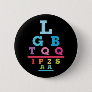Macaron Rond 5 Cm Graphique d'acuité visuelle acronyme de la fierté