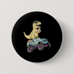 Macaron Rond 5 Cm Graphique de camion monstre T Rex de Pâques pour e