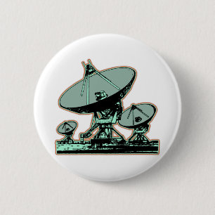 Macaron Rond 5 Cm Graphique de parabole satellite rétro