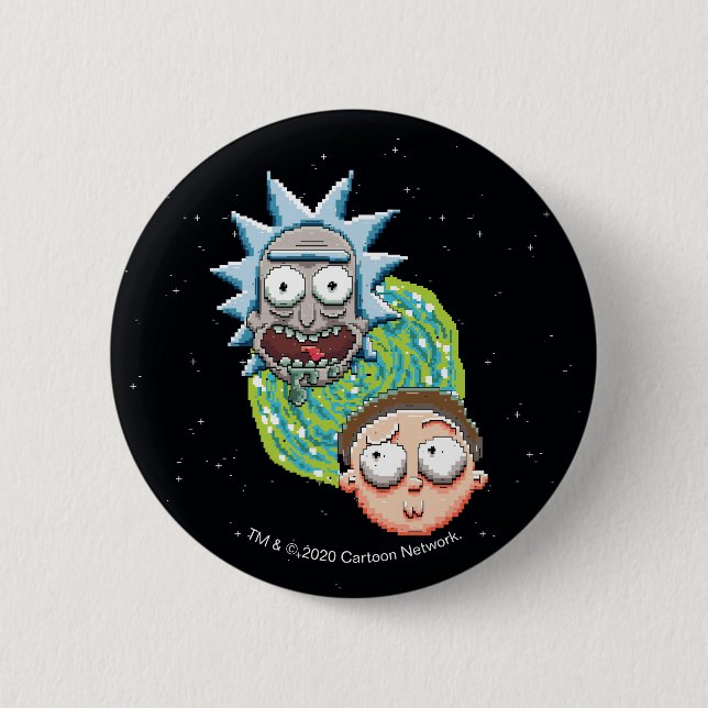 Macaron Rond 5 Cm Graphique du portail Pixelverse Rick and Morty (Devant)