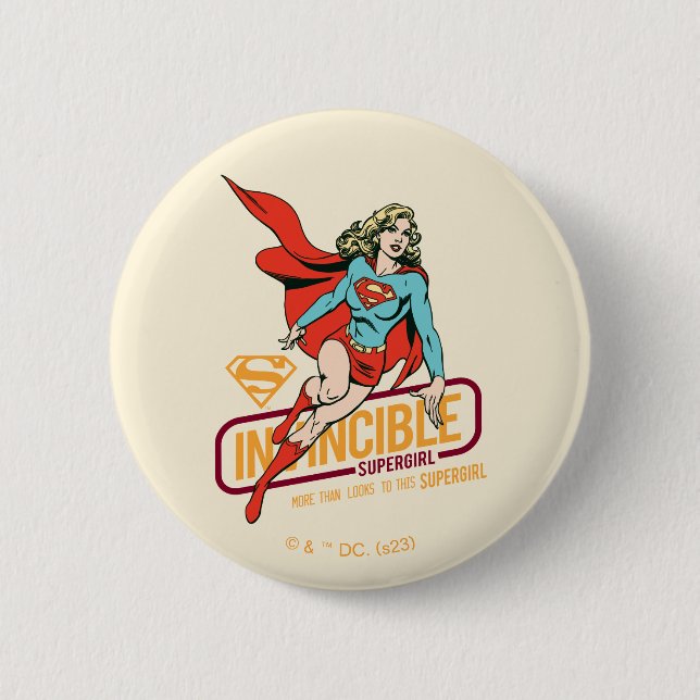 Macaron Rond 5 Cm Graphique rétro-invincible Supergirl (Devant)