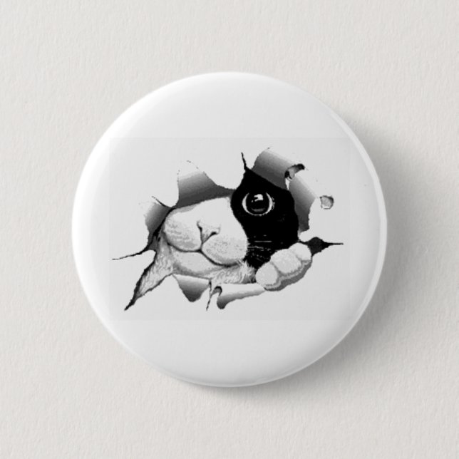 Macaron Rond 5 Cm Graphique sournois curieux mignon de chaton de (Devant)