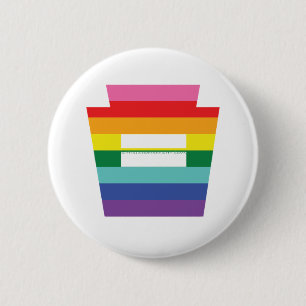Macaron Rond 5 Cm Graphique trapézoïdal d'arc-en-ciel d'égalité