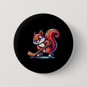 Macaron Rond 5 Cm Graphisme amusant de joueur de hockey sur glace éc