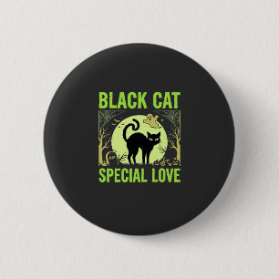 Macaron Rond 5 Cm Graphisme d'amour spécial chat noir Halloween