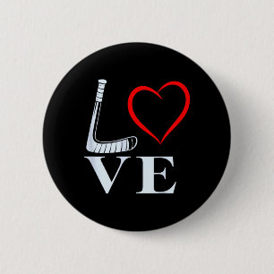 Macaron Rond 5 Cm Graphisme de coeur d'amour de hockey pour les fans
