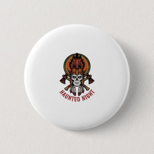 Macaron Rond 5 Cm Graphisme de gravure de guerrier Halloween vintage