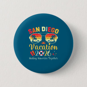 Macaron Rond 5 Cm Graphisme de vacances à la plage de San Diego Ca