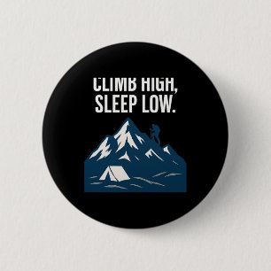 Macaron Rond 5 Cm Graphisme d'escalade de montagne Climbez haut, dor