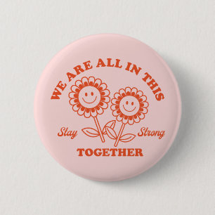 Macaron Rond 5 Cm Graphisme Fleur Joyeux Retro