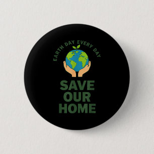 Macaron Rond 5 Cm Graphisme journée de la Terre sauvez notre maison
