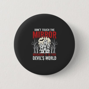 Macaron Rond 5 Cm Graphisme Monde des Diables Miroir Hanté Halloween