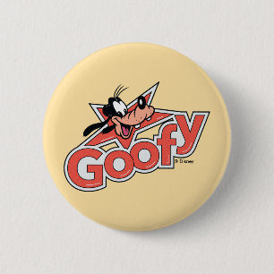 Macaron Rond 5 Cm Graphisme rétro de Goofy avec pouvoir d'étoile