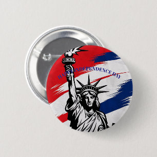 Macaron Rond 5 Cm Gras Statue de la Liberté rayonne Patriotique Cust
