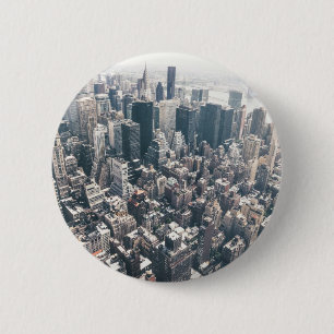 Macaron Rond 5 Cm Gratte-ciel et dessus de toit de New York City