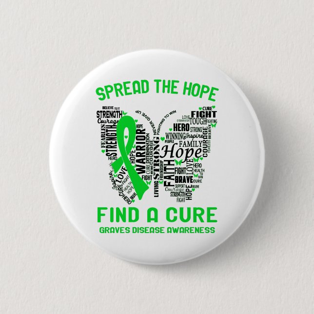 Macaron Rond 5 Cm Graves Disease Awareness Month Ribbon (Devant)