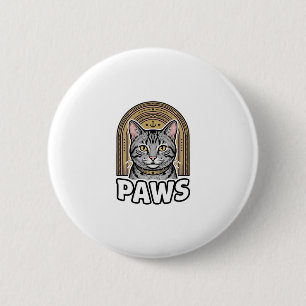 Macaron Rond 5 Cm Gravure de pattes de chat de style vintage Graphis