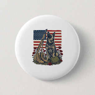 Macaron Rond 5 Cm Gravure vintage commémorative patriotique Blue Hee