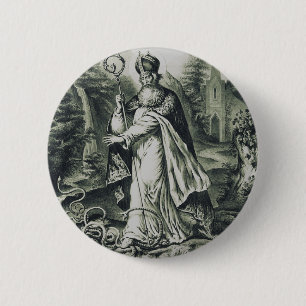 Macaron Rond 5 Cm Gravure vintage de Saint Patrick bannissant les se