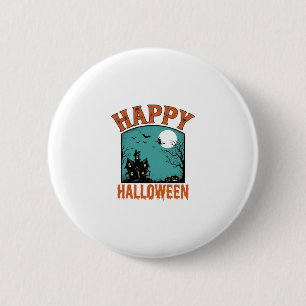Macaron Rond 5 Cm Gravure Vintage Joyeux Halloween Maison Hantée De