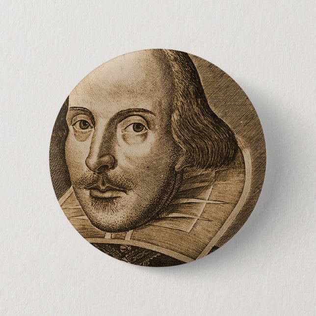 Macaron Rond 5 Cm Gravures de Shakespeare Droeshout (Devant)