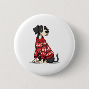 Macaron Rond 5 Cm Great Dane Christmas Sweat chien