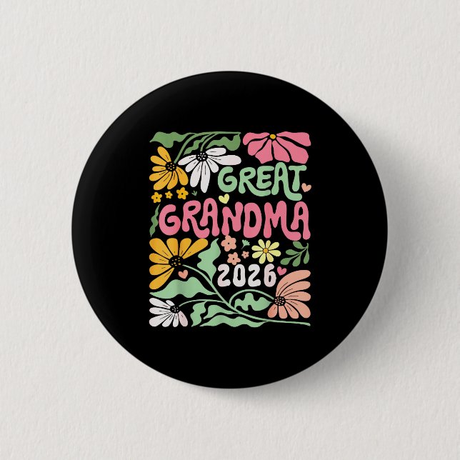 Macaron Rond 5 Cm Great Grandma Est. 2026 Promoted To Great Grandma  (Devant)