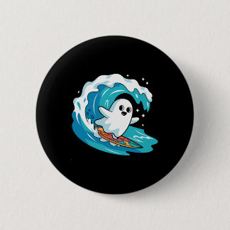 Macaron Rond 5 Cm Great Wave Kanagawa Funny Japanese Surfing Cat 