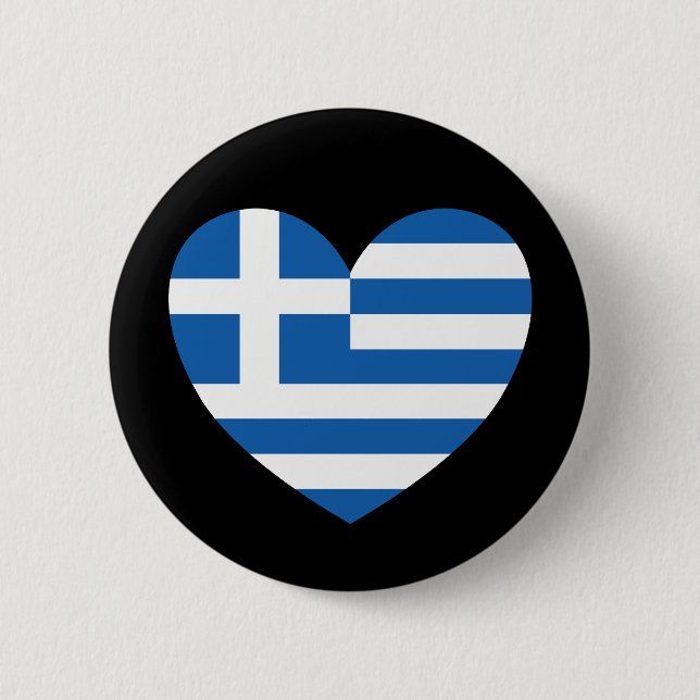 Macaron Rond 5 Cm Greek Pride Flag Love Heart (Devant)