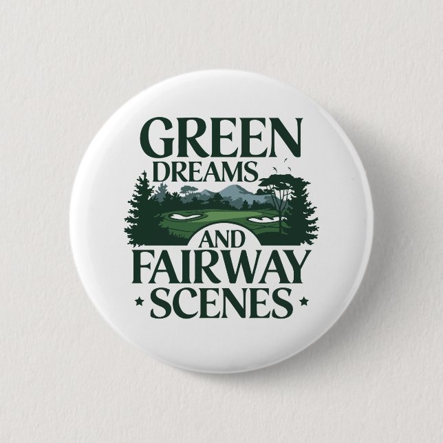 Macaron Rond 5 Cm Green Dreams, Golf tendance (Devant)