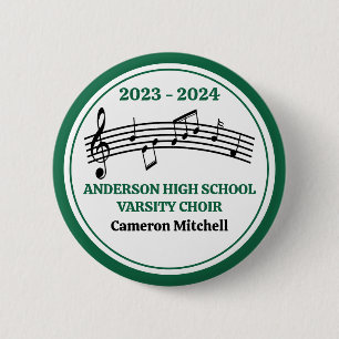 Macaron Rond 5 Cm Green High School Choir Keepsaké personnalisé