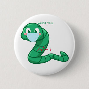 Macaron Rond 5 Cm Green Kawaii Worm Thunder_Cove
