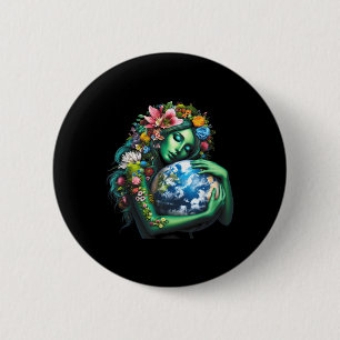 Macaron Rond 5 Cm Green Mother Jour des terres Gaia Sauvez notre pla