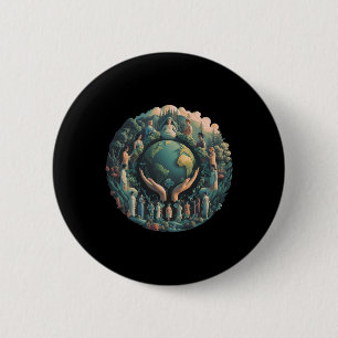 Macaron Rond 5 Cm Green Mother Jour des terres Gaia Sauvez notre pla