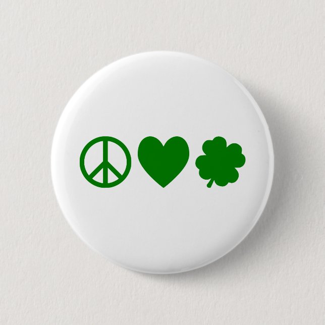 Macaron Rond 5 Cm Green Peace Love & Shamrocks (Devant)