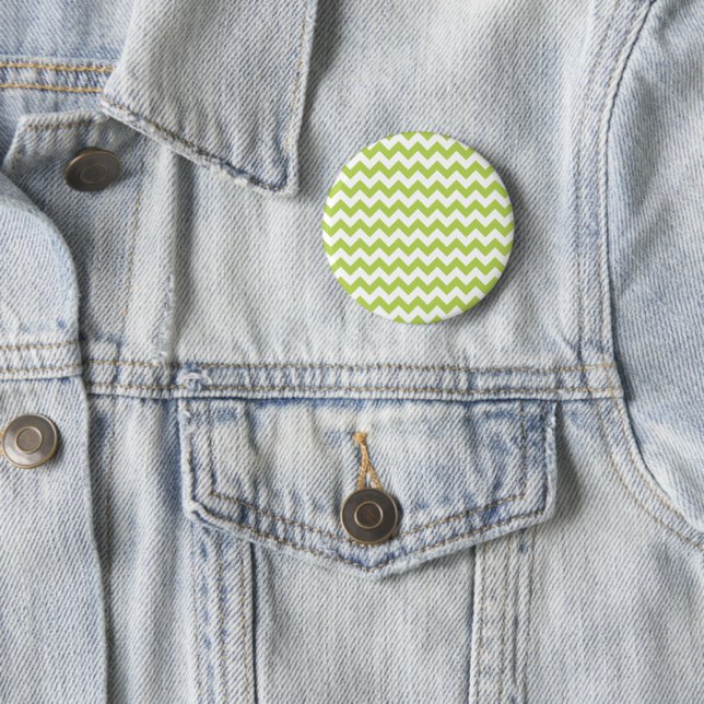 Macaron Rond 5 Cm Green Zigzag, Green Chevron, Motif géométrique (En situation)